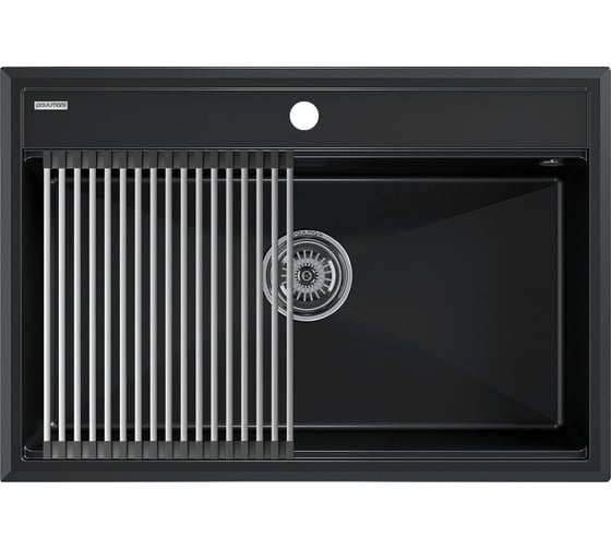 Мойка Paulmark STEPIA 80, IT-GRANIT + ролл-мат STEP брашированная нержавеющая сталь PM117551-BLM+R375-BS 1