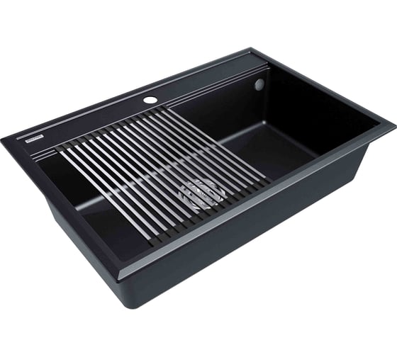 Мойка Paulmark STEPIA 80, IT-GRANIT + ролл-мат STEP брашированная нержавеющая сталь PM117551-BLM+R375-BS