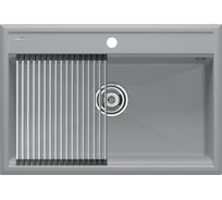 Мойка Paulmark STEPIA 80, IT-GRANIT + ролл-мат STEP брашированная нержавеющая сталь PM117551-GRS+R375-BS