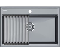 Мойка Paulmark STEPIA 80, IT-GRANIT + ролл-мат STEP брашированная нержавеющая сталь PM117551-GRM+R375-BS