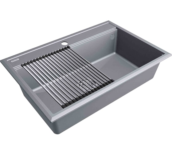 Мойка Paulmark STEPIA 80, IT-GRANIT + ролл-мат STEP брашированная нержавеющая сталь PM117551-GRM+R375-BS
