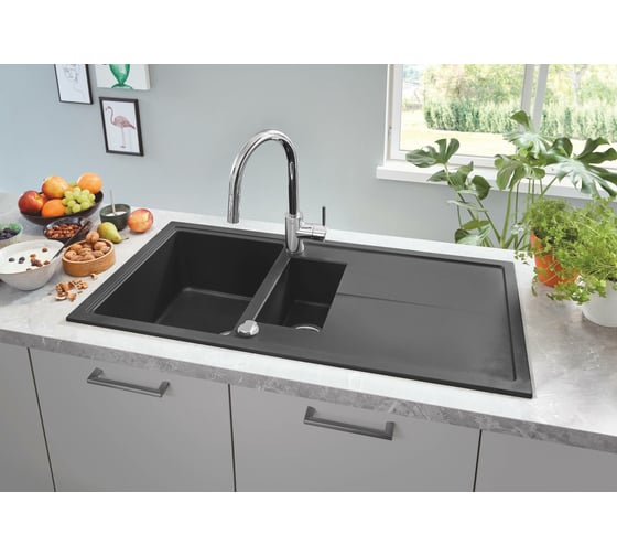 Композитная мойка Grohe K400 60-C 100/50 1.5 с 1,5 чашей и крылом, оборачиваемая 31642AP0