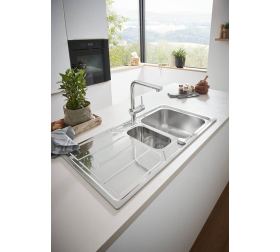 Мойка Grohe K500 60-S 97/50 1.5 из нержавеющей стали, с корзинчатым вентилем, оборачиваемая 31572SD0