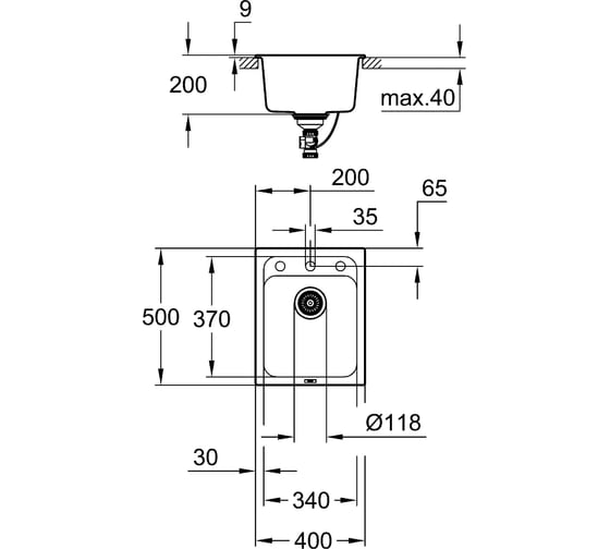 Композитная мойка Grohe K700 50-C 40/50 1.0 с одной чашей 31650AT0