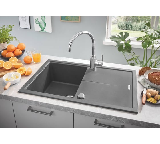 Композитная мойка Grohe K400 50-C 78/50 1.0 с одной чашей и крылом, оборачиваемая 31639AT0