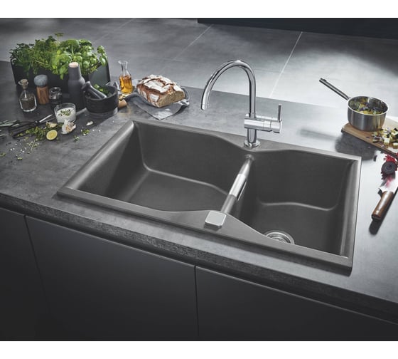 Композитная мойка Grohe K700 90 -C 90/50 2.0 с 2 чашами, оборачиваемая 31658AT0