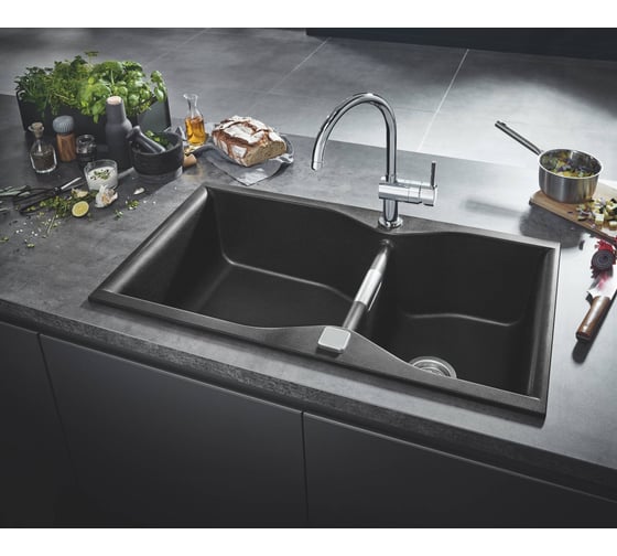 Композитная мойка Grohe K700 90 -C 90/50 2.0 с 2 чашами, оборачиваемая 31658AP0