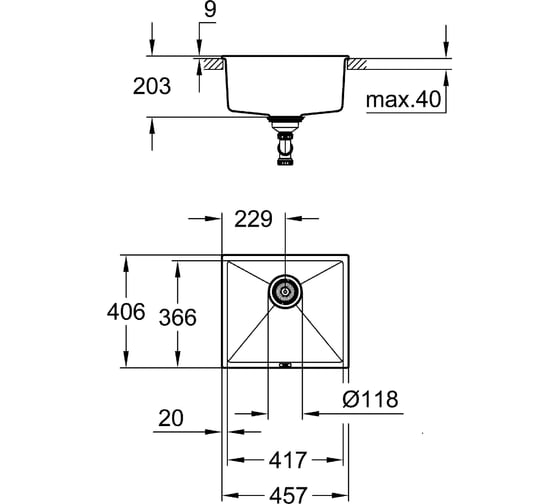 Композитная мойка Grohe K700U 50-C 45,7/40,6 1.0 с одной чашей 31653AP0