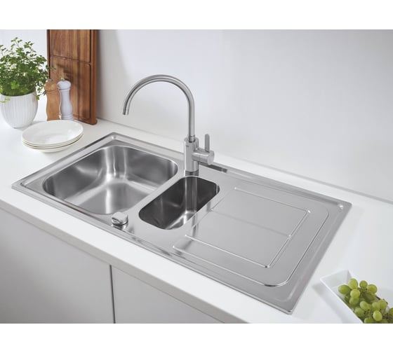 Мойка Grohe K300 60 -S 97/50 1.5 из нержавеющей стали, с корзинчатым вентилем 31564SD0