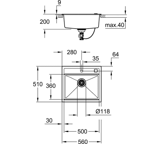 Композитная мойка Grohe K700 60-C 56/51 1.0 с одной чашей 31651AP0