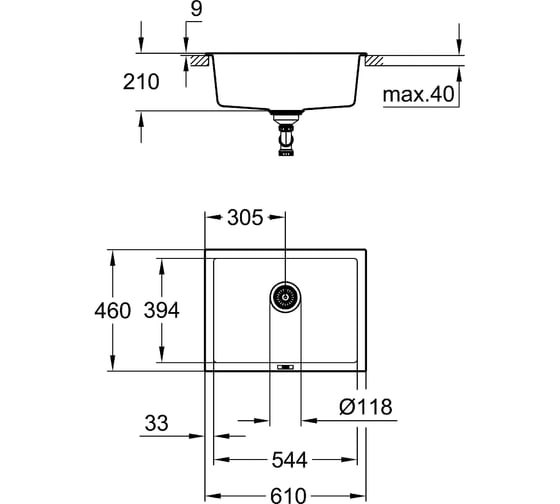 Композитная мойка Grohe K700U 70-C 61/45,7 1.0 с одной чашей 31655AP0
