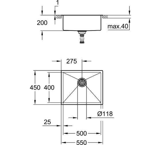 Мойка Grohe K700 Sink 60 -S 55/45 1.0 из нержавеющей стали, 1 чаша 31726SD0