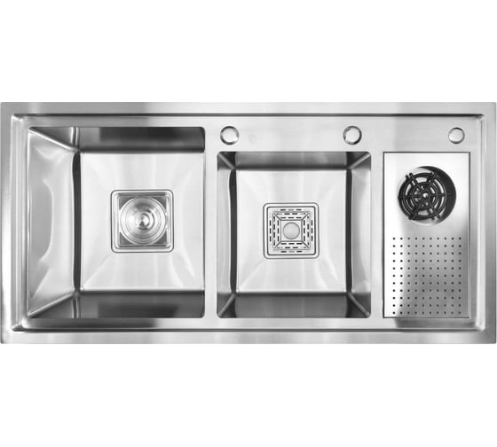 Мойка для кухни WISENT двойная нержавеющая сталь (100x48см) W10048-S 1