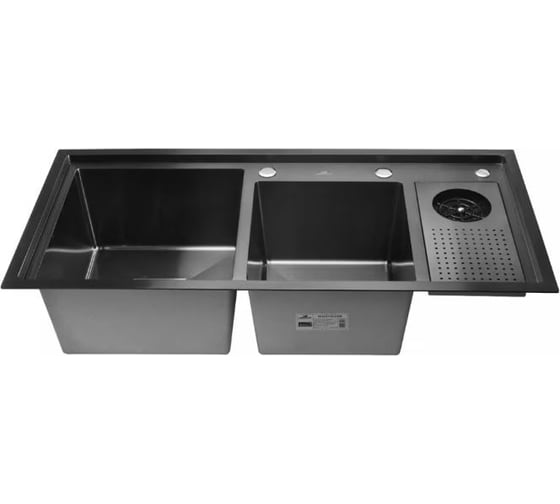Мойка для кухни WISENT двойная нержавеющая сталь с PVD покрытием (100x48см) W10048B-S