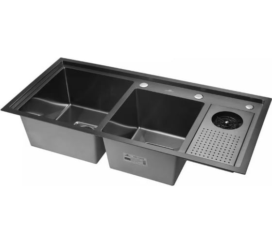 Мойка для кухни WISENT двойная нержавеющая сталь с PVD покрытием (100x48см) W10048B-S