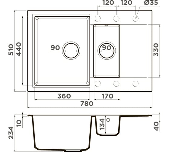 Кухонная мойка Omoikiri Daisen 78-2-BE Artgranit/ваниль 4993328