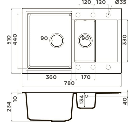 Кухонная мойка Omoikiri Daisen 78-2-DC Artgranit/темный шоколад 4993333