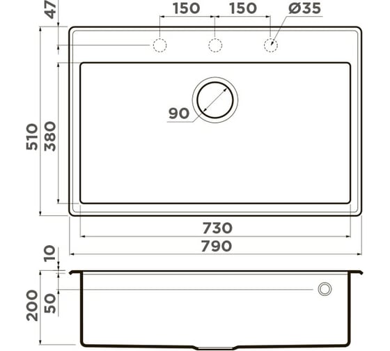 Кухонная мойка Omoikiri Tedori 79-WH Tetogranit/белый 4993951