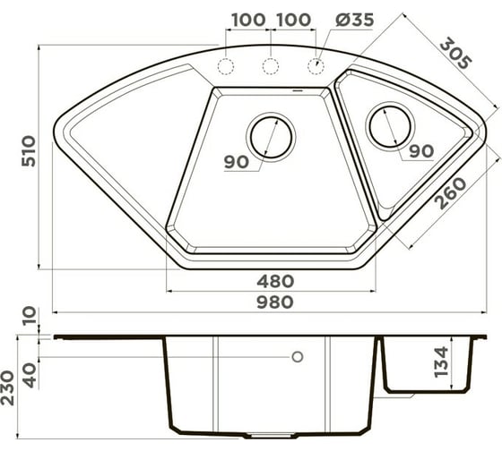 Кухонная мойка Omoikiri Yonaka 98-C-BL Artgranit/черный 4993716