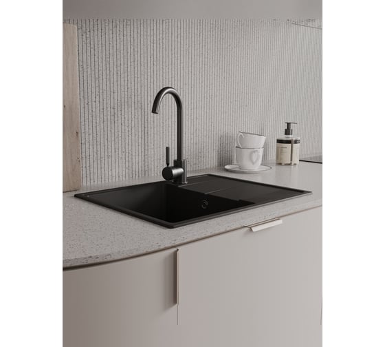 Мойка для кухни Teymi 62х48 черная матовая Hanna Smart T120112 ЦБ-00269764 ЦБ-00269765
