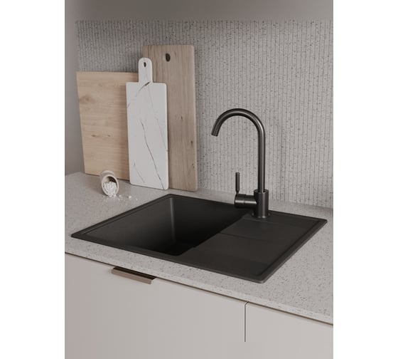 Мойка для кухни Teymi 62х48 черная матовая Hanna Smart T120112 ЦБ-00269764 ЦБ-00269765
