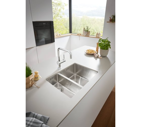 Мойка Grohe K700U  60-S 58,5/44 1.5 из нержавеющей стали, 1,5 чаши, основная чаша справа 31576SD0