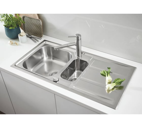 Мойка Grohe K400+ 60 -S 98,3/51,3 1.5 из нержавеющей стали, с корзинчатым вентилем, оборачиваемая