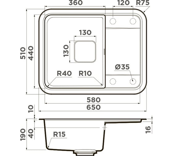 Мойка Omoikiri  Tasogare 65-DC/темный шоколад 4993489