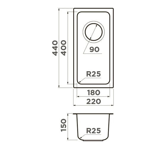 Кухонная мойка Omoikiri Tadzava 22-U-IN нержавеющая сталь 220*440 4993734