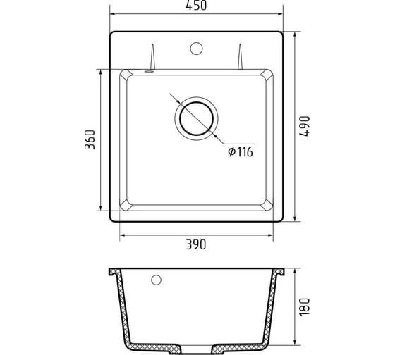 Мойка GranFest URBAN 245 1 чаша, 450х490 мм GF-UR-245 песочный