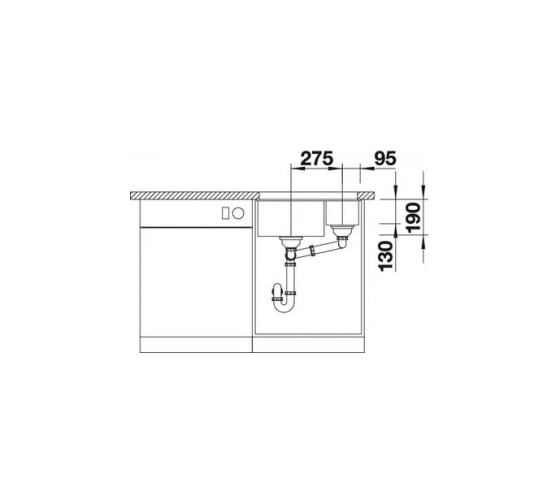 Мойка BLANCO SUBLINE 340 160 U SILGRANIT антрацит, чаша справа, с отводной арматурой InFino 523558