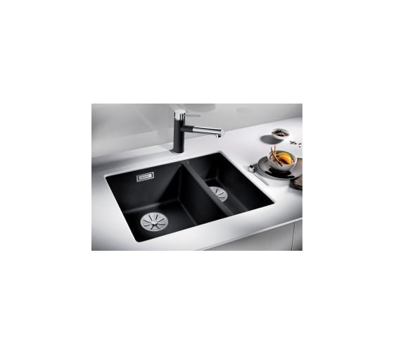 Мойка BLANCO SUBLINE 340 160 U SILGRANIT антрацит, чаша справа, с отводной арматурой InFino 523558
