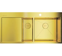 Кухонная мойка Omoikiri Akisame 100-2-LG-R нержавеющая сталь/светлое золото 4973090