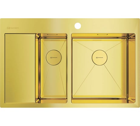 Кухонная мойка Omoikiri Akisame 78-2-LG-R нержавеющая сталь/светлое золото 4973088