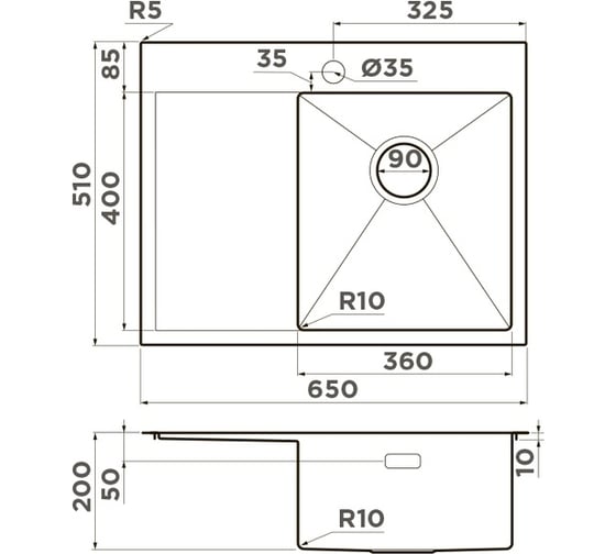 Кухонная мойка Omoikiri Akisame 65-LG-R нержавеющая сталь/светлое золото 4973084