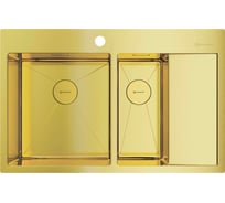 Кухонная мойка Omoikiri Akisame 78-2-LG-L нержавеющая сталь/светлое золото 4973087