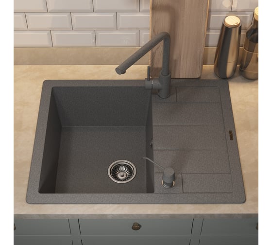 Кухонная кварцевая мойка Uperwood Quartz UPD-03_03, прямоугольная, серая 3910202110