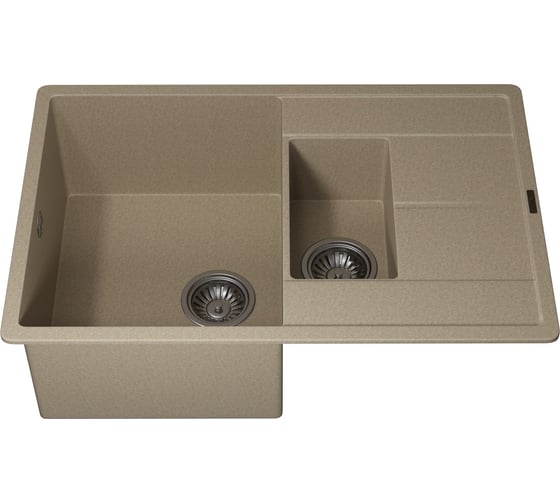 Кухонная кварцевая мойка Uperwood Quartz UPD-05_02, прямоугольная двухсекционная, бежевая 3910202117