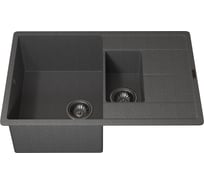 Кухонная кварцевая мойка Uperwood Quartz UPD-05_03, прямоугольная двухсекционная, серая 3910202118
