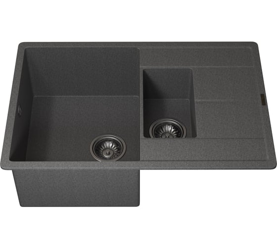 Кухонная кварцевая мойка Uperwood Quartz UPD-05_03, прямоугольная двухсекционная, серая 3910202118