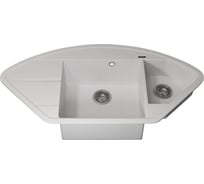 Кухонная кварцевая мойка Uperwood Quartz UPD-06_01, угловая двухсекционная, белая 3910202120