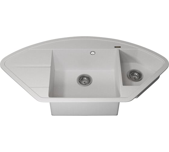 Кухонная кварцевая мойка Uperwood Quartz UPD-06_01, угловая двухсекционная, белая 3910202120