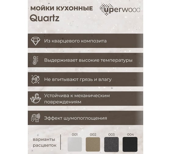 Кухонная кварцевая мойка Uperwood Quartz UPD-06_01, угловая двухсекционная, белая 3910202120