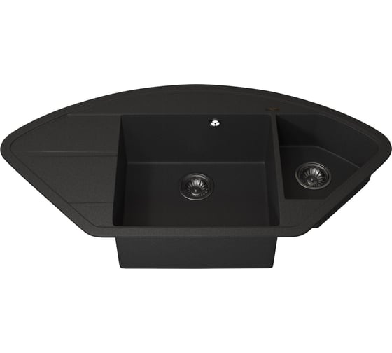 Кухонная кварцевая мойка Uperwood Quartz UPD-06_04, угловая двухсекционная, черная 3910202123