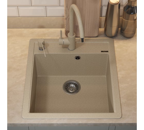 Кухонная кварцевая мойка Uperwood Quartz UPD-07_02, прямоугольная, бежевая 3910202125