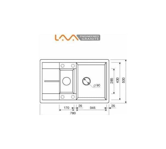 Кухонная мойка LAVA D.4 BASALT чёрный D4.BAS