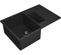 Кухонная кварцевая мойка Uperwood Quartz UPD-05_04, прямоугольная двухсекционная, черная 3910202119