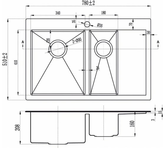 Кухонная мойка ZorG R 5178-2-L