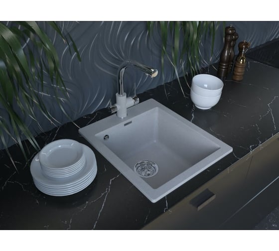 Гранитная мойка Paulmark KANTE 40 белый, 415х490 мм PM104249-WH