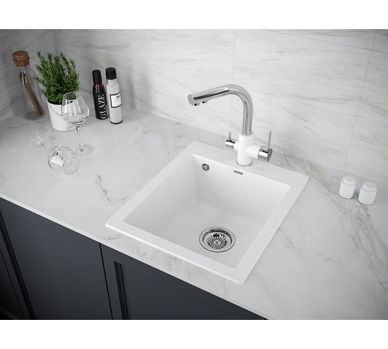 Гранитная мойка Paulmark KANTE 40 белый, 415х490 мм PM104249-WH